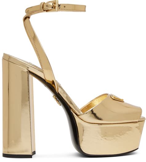 prada gold platforms|prada shoes for women.